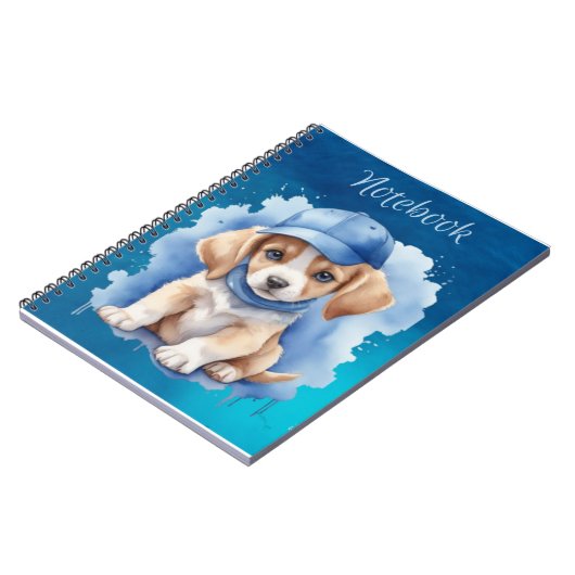 かわいい子犬の青い目フロッピーイヤーズらせん手帳 ノートブック (左側)