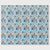 かわいい子犬の青 ラッピングペーパー (フラット)