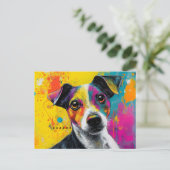 かわいい子犬の面白い犬のミックスメディアの動物ペット ポストカード (スタンド正面)