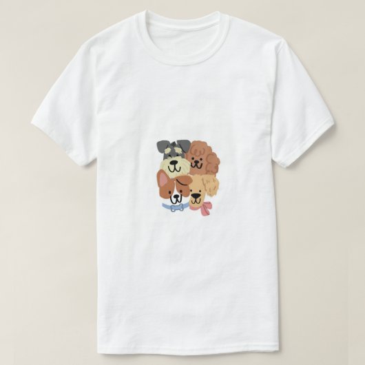 かわいい子犬の顔のパターンアート Tシャツ (デザイン正面)