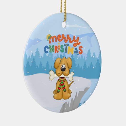 かわいい子犬の骨の雪クリスマスセラミックオーナメント セラミックオーナメント (右)