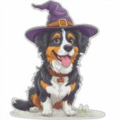 かわいい子犬の魔女コスチューム ハロウィン犬グッズ シール (正面)