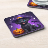 かわいい子犬の魔女帽子 ハロウィン 🐶 コースター (左側)