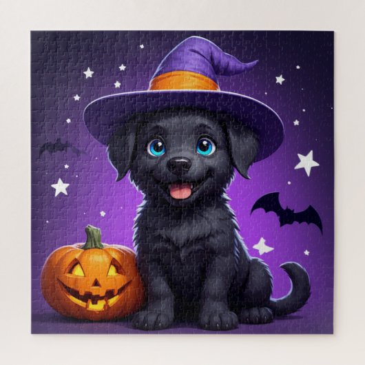 かわいい子犬の魔女帽子 ハロウィン 🐶 ジグソーパズル (縦)