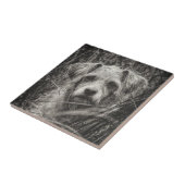 かわいい子犬の黒と白いポートレート写真 タイル (側面)