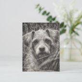 かわいい子犬の黒と白いポートレート写真 ポストカード (スタンド正面)