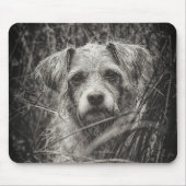 かわいい子犬の黒と白いポートレート写真 マウスパッド (正面)