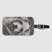 かわいい子犬の黒と白いポートレート写真 ラゲッジタグ (正面横)