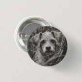 かわいい子犬の黒と白いポートレート写真 缶バッジ (正面&裏面)