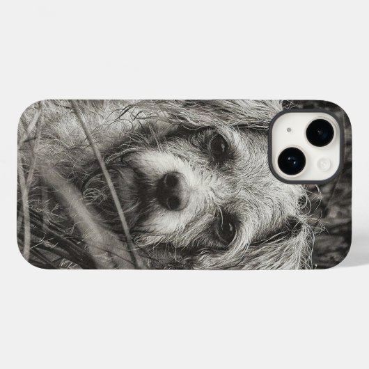 かわいい子犬の黒と白いポートレート写真 Case-Mate iPhoneケース (裏面 (横))