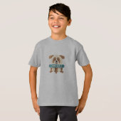 かわいい子犬の「こんにちは」グラフィックTシャツ Tシャツ (正面フル)
