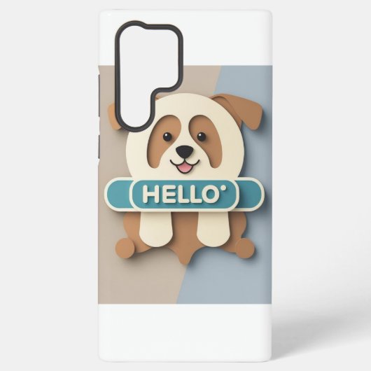  かわいい子犬の「こんにちは」モバイルケース SAMSUNG GALAXYケース (裏面)