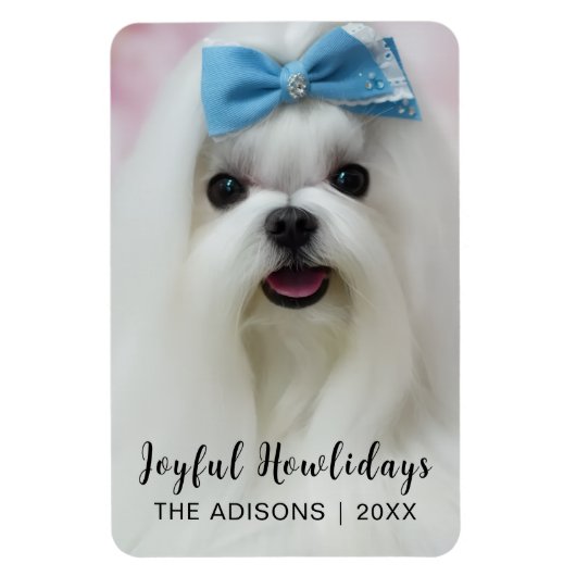 かわいい子犬のPawlidays モダンな犬のクリスマスデザイン マグネット (縦)