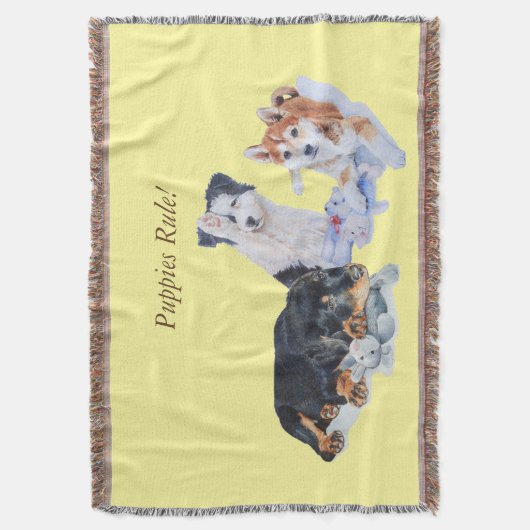 かわいい子犬のshebaのinuのrottyボーダーコリー スローブランケット (正面縦)