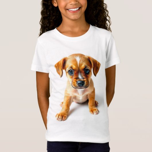 「かわいい子犬のTシャツ – かわいい犬のデザイン Tシャツ (正面)