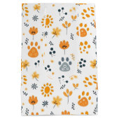 かわいい子犬は前足の花 ミディアムペーパーバッグ (裏面)