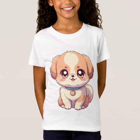 かわいい子犬アニメTシャ子供へツ – かわいい&セント Tシャツ (正面)