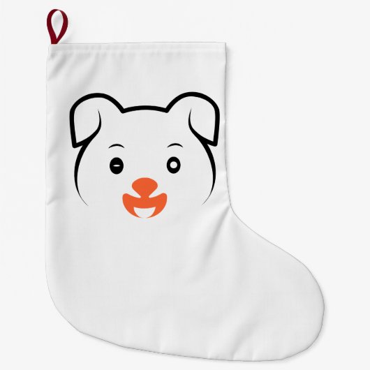 かわいい子犬ウインク ラージクリスマスストッキング (正面)