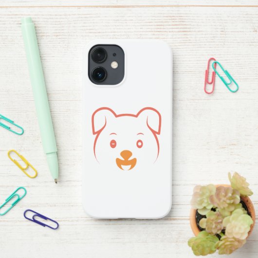 かわいい子犬ウインク iPhoneケース (デスク上)
