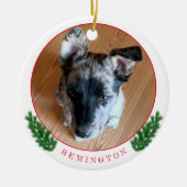 かわいい子犬カスタムの写真を両面に追加 セラミックオーナメント (正面)