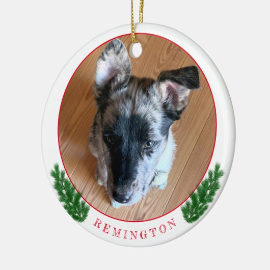 かわいい子犬カスタムの写真を両面に追加 セラミックオーナメント (左)