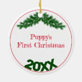 かわいい子犬カスタムの写真を両面に追加 セラミックオーナメント (裏面)