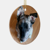 かわいい子犬カスタムの写真を両面に追加 セラミックオーナメント (右)