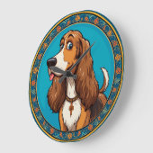 かわいい子犬カラフル漫画スタイルデザイン ラージ壁時計 (傾斜)