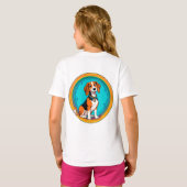 かわいい子犬カラフル漫画スタイルデザイン Tシャツ (裏面フル)