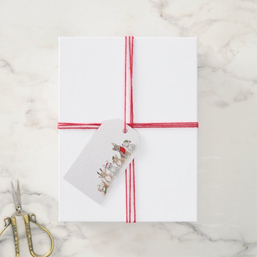 かわいい子犬クリスマスギフトタグ ギフトタグ (より糸付き)