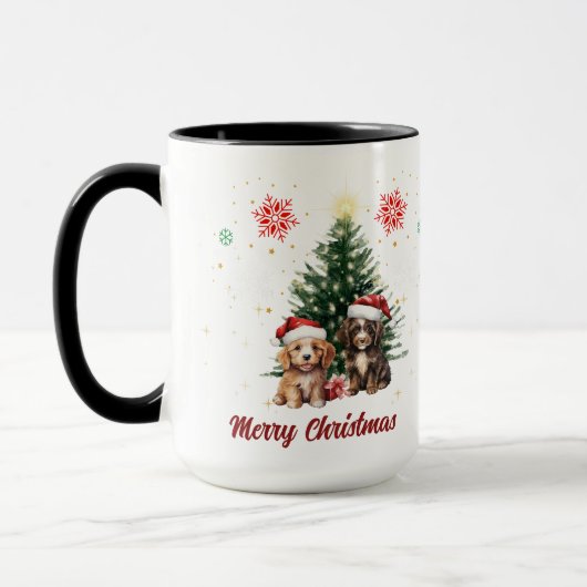 かわいい子犬クリスマスコーヒーマグ マグカップ (左)