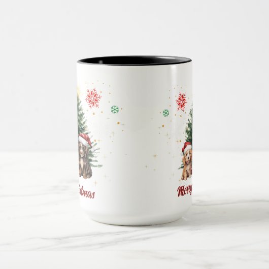 かわいい子犬クリスマスコーヒーマグ マグカップ (中央)