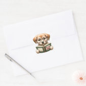 かわいい子犬グッドジョブのステッカー先生 スクエアシール (封筒)