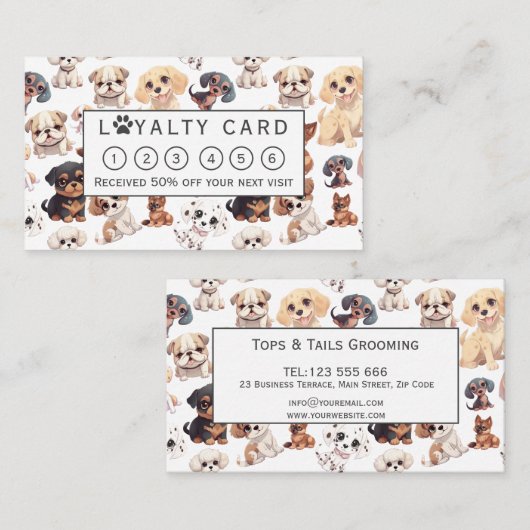 かわいい子犬グルーミング ロイヤリティカード (正面/裏面)