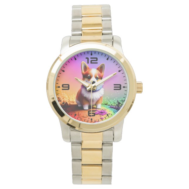 かわいい子犬コーギドッグ–36475 腕時計 (正面)