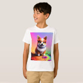 かわいい子犬コーギドッグ–36475 Tシャツ (正面フル)