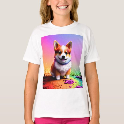 かわいい子犬コーギドッグ–36475 Tシャツ (正面)