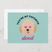 かわいい子犬ゴルデンドルバレンタインデーのカード シーズンポストカード (正面/裏面)