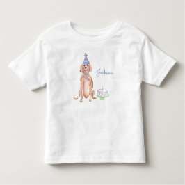 かわいい子犬ゴールデンレトリバー1stバースデーケーキ トドラーTシャツ