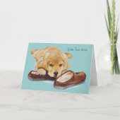 かわいい子犬ゴールデンレト考えるリーバードーズ カード (正面)