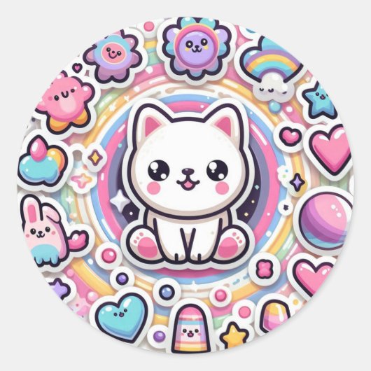 かわいい子犬ステッカー ラウンドシール (正面)