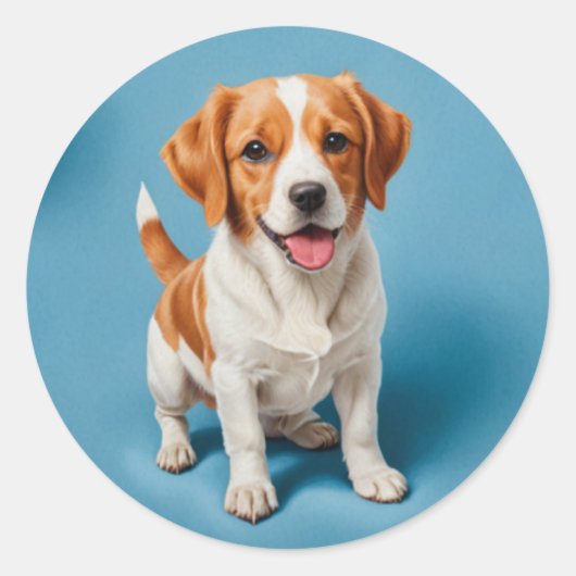 かわいい子犬ステッカー ラウンドシール (正面)