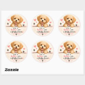 かわいい子犬ステッカー – 友達と一緒が一番の幸せ ラウンドシール (シート)