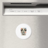 かわいい子犬スプラッシュ彫刻ベクター デザイン_1 マグネット (インサイチュ (食洗機))
