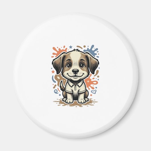 かわいい子犬スプラッシュ彫刻ベクター デザイン_1 マグネット (正面)