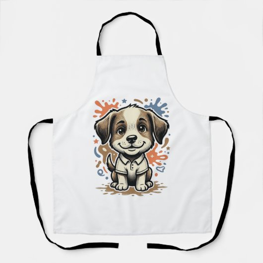 かわいい子犬スプラッシュ 彫刻 ベクター デザイン_1 エプロン (正面)