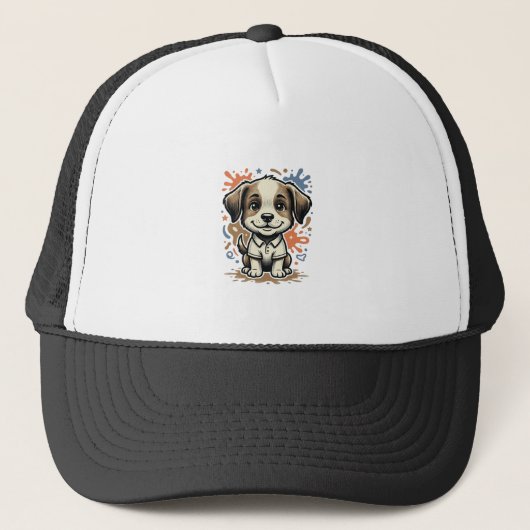 かわいい子犬スプラッシュ 彫刻 ベクター デザイン_1 キャップ (正面)