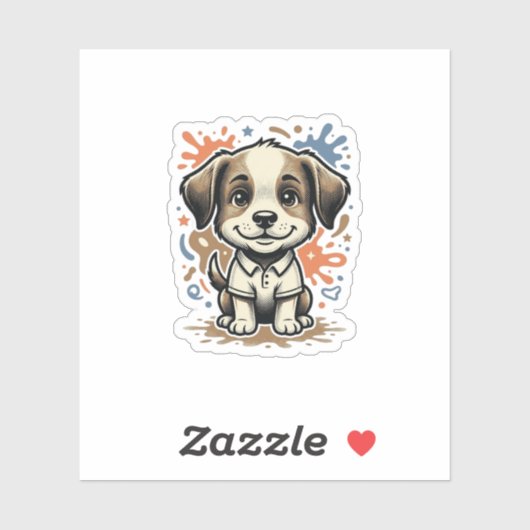かわいい子犬スプラッシュ 彫刻 ベクター デザイン_1 シール (シート)