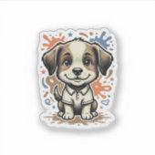 かわいい子犬スプラッシュ 彫刻 ベクター デザイン_1 シール (正面)