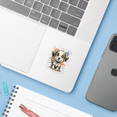 かわいい子犬スプラッシュ 彫刻 ベクター デザイン_1 シール (ノートパソコンとiPhone)